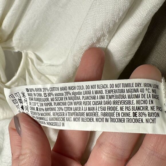 Endless Rose Structured White Shimmer Plunge Neck Knotted Detail Shirt Dress - Picture 8 of 9